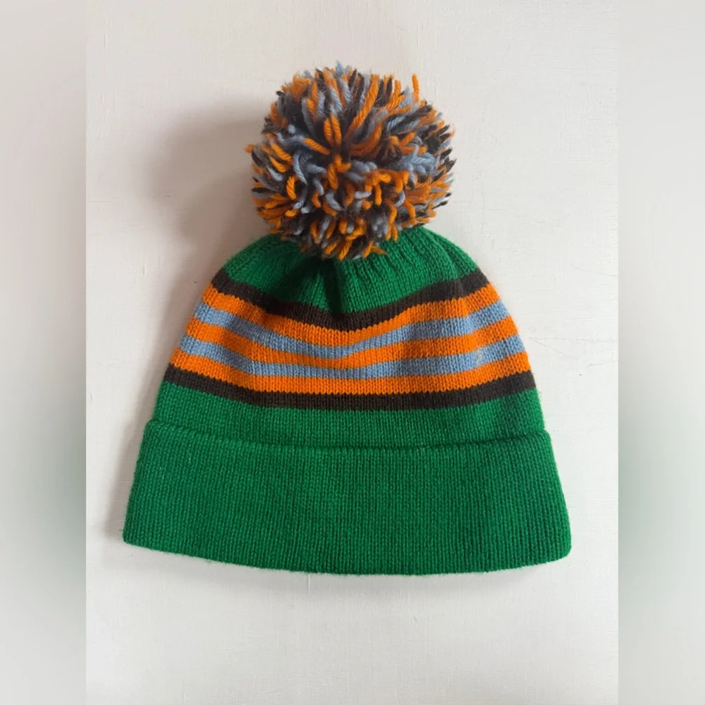 VINTAGE IKS ASPEN Knit Beanie POM Hat- Made In Scotland Nordic Retro Colorful